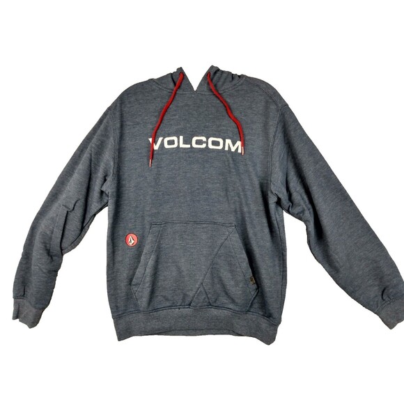 Volcom Hoodie Mens Small Blue Straight Up Fleece Y2K Skateboard Surfer Grunge - Picture 1 of 11